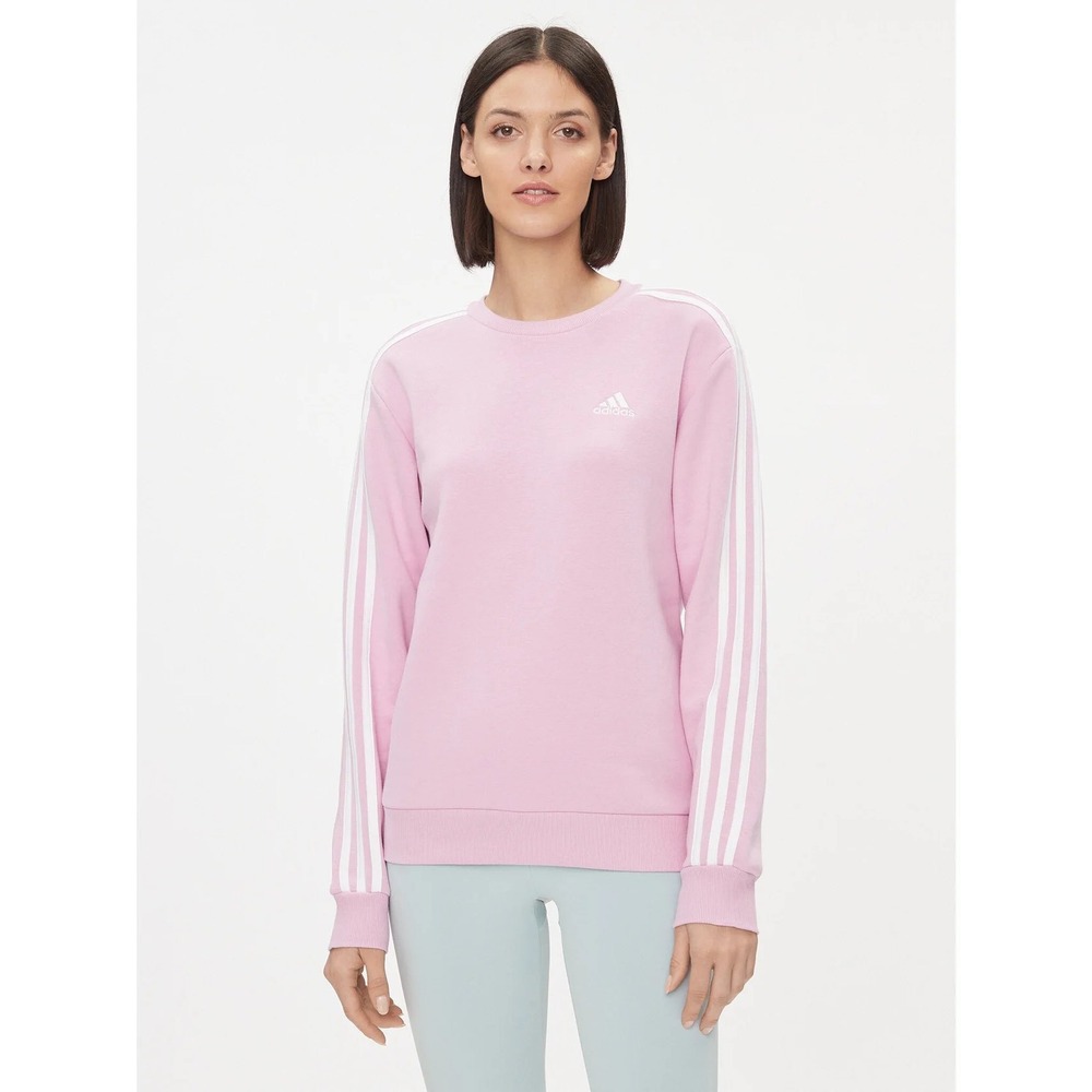 Adidas Essentials 3-Stripes Fleece Sweatshirt Purple White Small GS1353